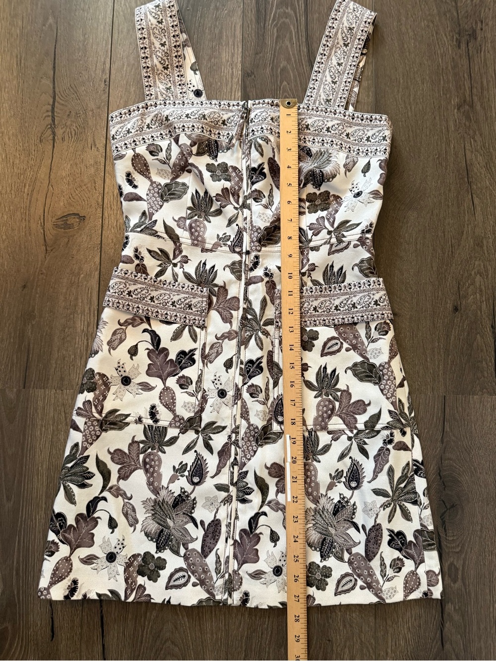 Tory Burch Botanical Print Mikado Apron Dress Floral Zip Front Sleeveless Size 2 - Picture 6 of 9